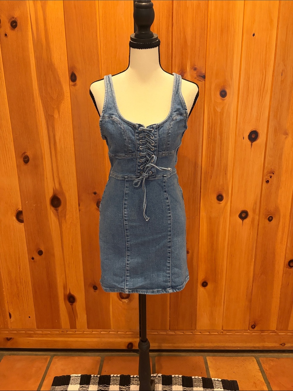 BDG Urban Outfitters Denim Lace Up Bodycon Mini Dress Size Small